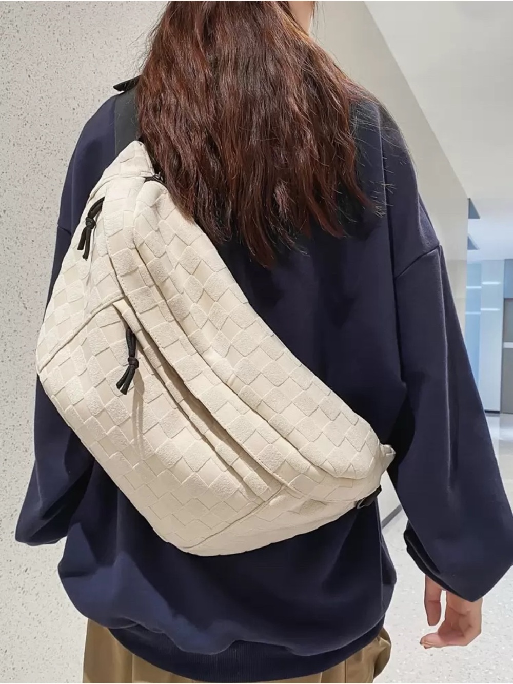 NWOT Woven Cream Crossbody Sling Bag